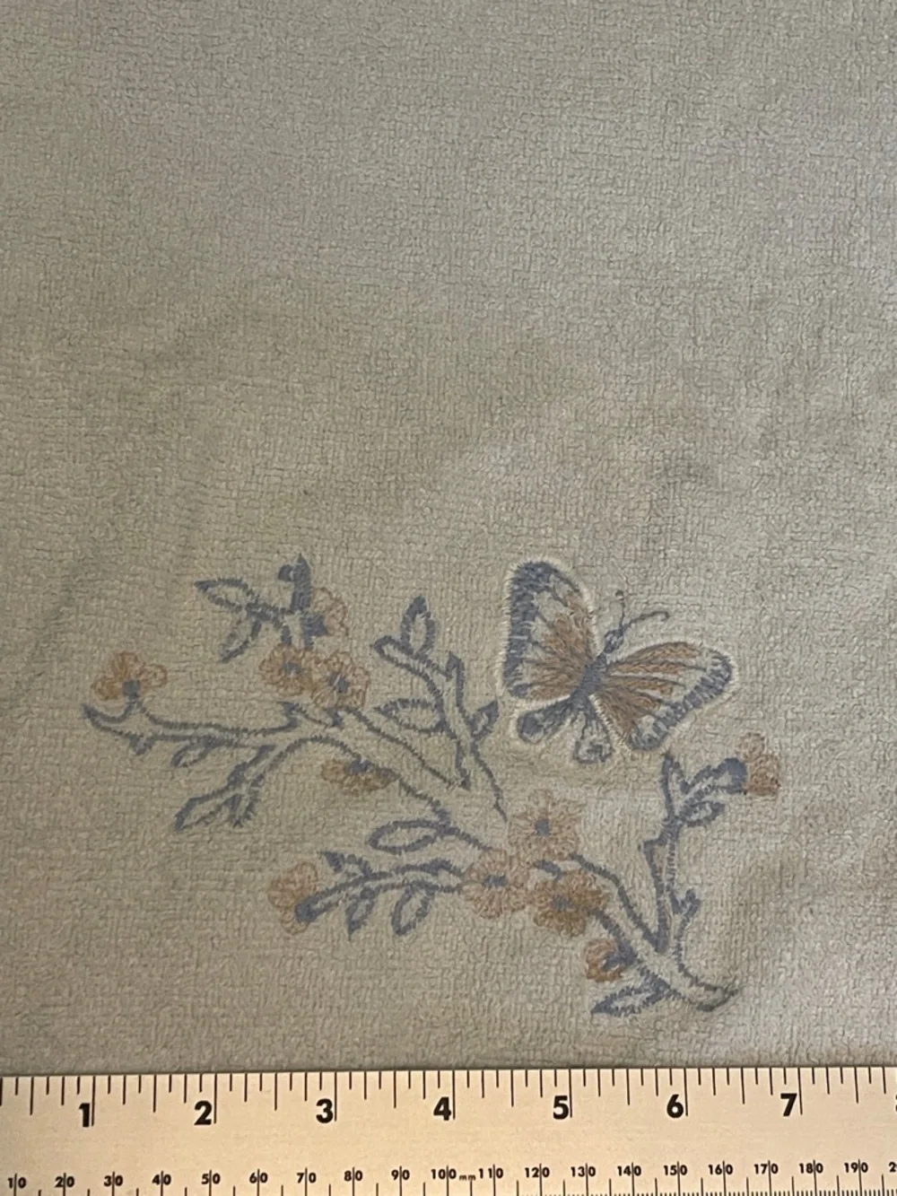 Vintage Bath Towels Set of 2 Light Blue Buttery on Branch 40” x 21”